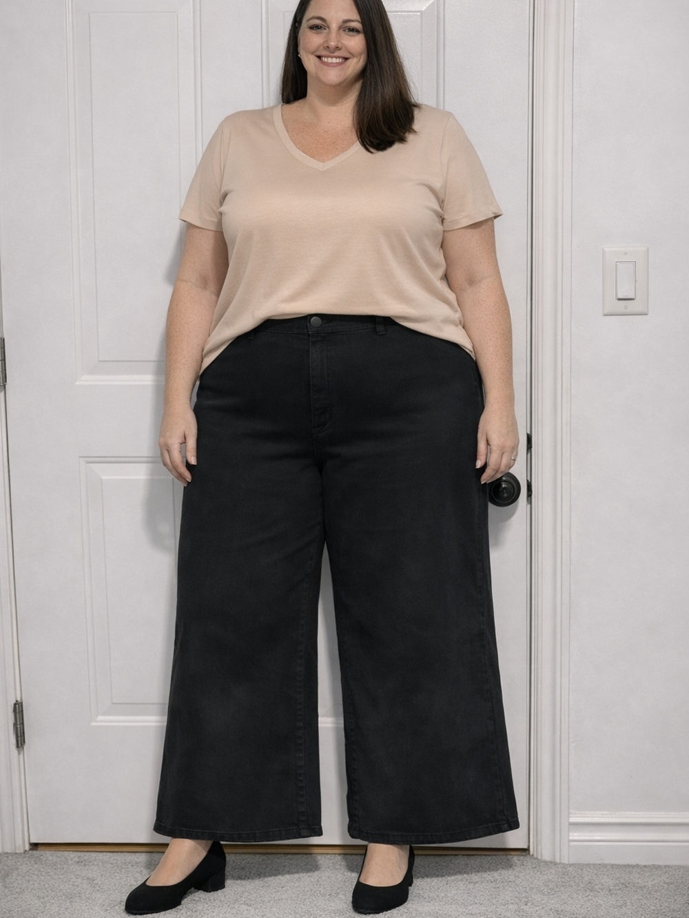 Universal Thread Black Sailor Wide Leg Jeans Size 16 & 26R Stretch High Rise
